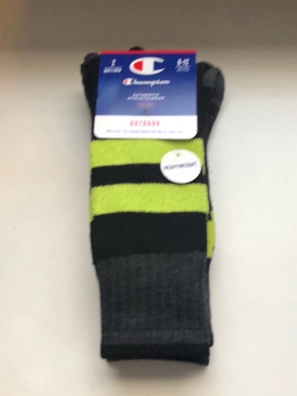 New Champion Socks Men’s 2 Pair Gray & Black Wool Crew Heavyweight Outdoor